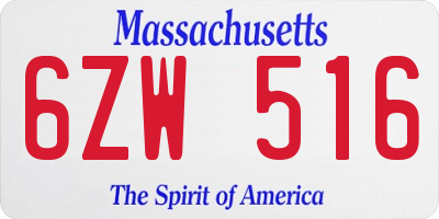 MA license plate 6ZW516