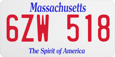 MA license plate 6ZW518