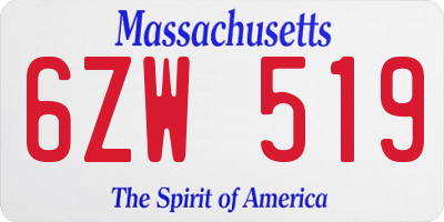 MA license plate 6ZW519