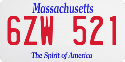 MA license plate 6ZW521