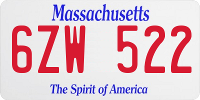MA license plate 6ZW522