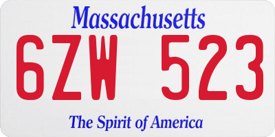 MA license plate 6ZW523