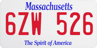 MA license plate 6ZW526