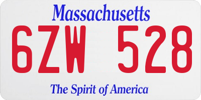 MA license plate 6ZW528