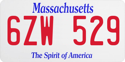 MA license plate 6ZW529