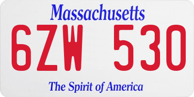 MA license plate 6ZW530