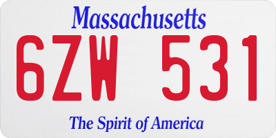 MA license plate 6ZW531