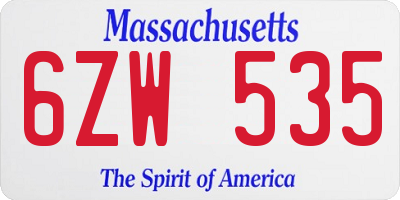 MA license plate 6ZW535
