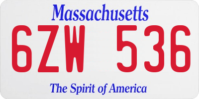 MA license plate 6ZW536