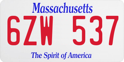 MA license plate 6ZW537