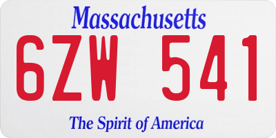 MA license plate 6ZW541