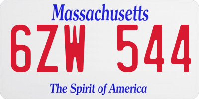 MA license plate 6ZW544