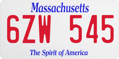 MA license plate 6ZW545