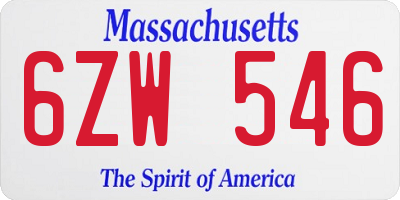 MA license plate 6ZW546