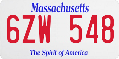 MA license plate 6ZW548