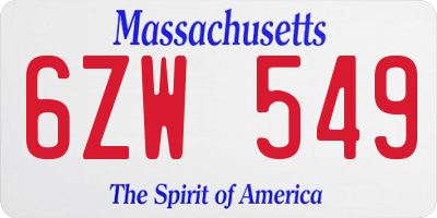 MA license plate 6ZW549