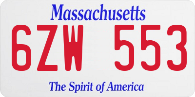 MA license plate 6ZW553