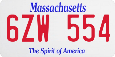 MA license plate 6ZW554