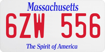 MA license plate 6ZW556