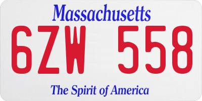 MA license plate 6ZW558