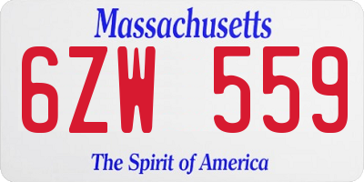 MA license plate 6ZW559