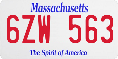 MA license plate 6ZW563