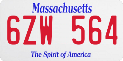 MA license plate 6ZW564