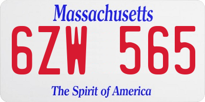 MA license plate 6ZW565