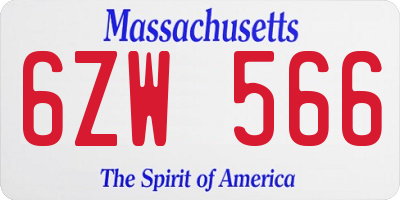 MA license plate 6ZW566