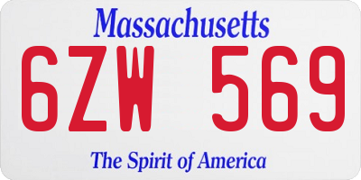 MA license plate 6ZW569