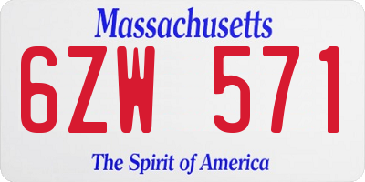 MA license plate 6ZW571