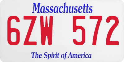 MA license plate 6ZW572
