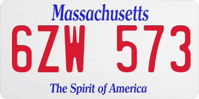 MA license plate 6ZW573