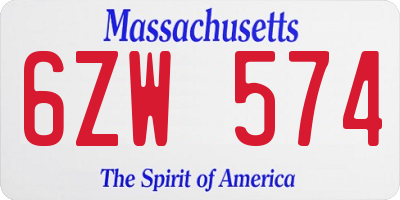 MA license plate 6ZW574