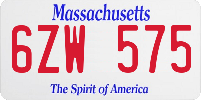 MA license plate 6ZW575