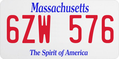 MA license plate 6ZW576