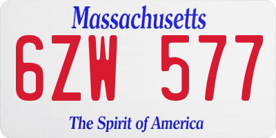 MA license plate 6ZW577