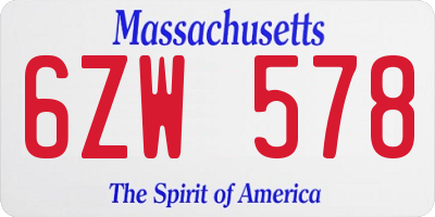 MA license plate 6ZW578