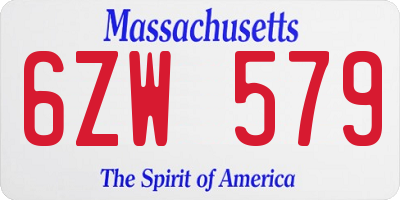 MA license plate 6ZW579