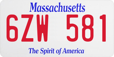 MA license plate 6ZW581