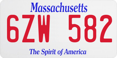 MA license plate 6ZW582