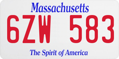 MA license plate 6ZW583