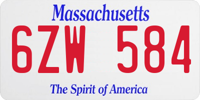 MA license plate 6ZW584