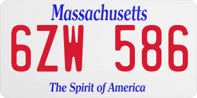 MA license plate 6ZW586