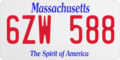 MA license plate 6ZW588