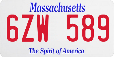 MA license plate 6ZW589