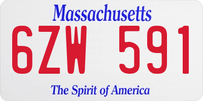 MA license plate 6ZW591