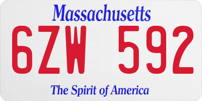MA license plate 6ZW592