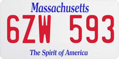 MA license plate 6ZW593