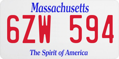 MA license plate 6ZW594